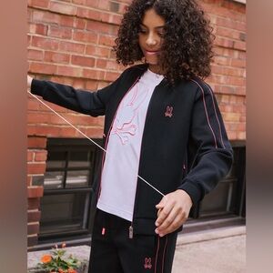 Psycho Bunny - Kids Travis Track Full Zip & Jogger Set - Sz 7-8 - Black & Pink